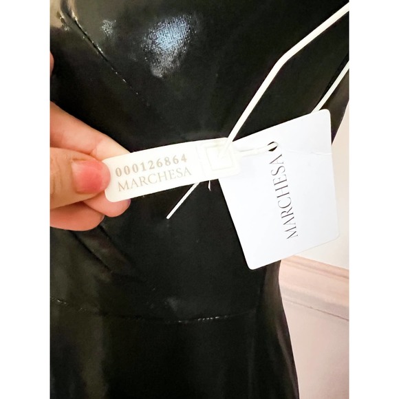 Marchesa Shirred One-Shoulder Bodycon Dress Black Size 2 NWT - Picture 4 of 10